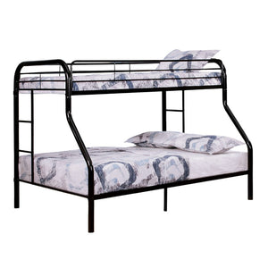 English Elm Twin Over Full Metal Bunk Bed - Modern Black Design With Angled Ladder For Safe Access & Comfort B2741S00307-GIGA