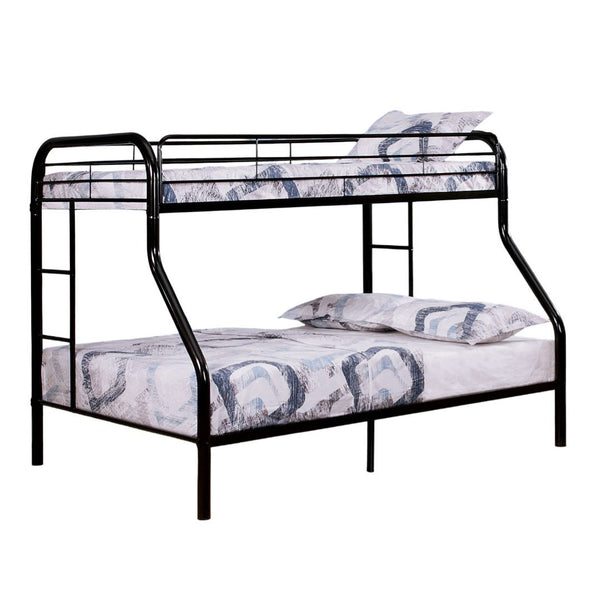 English Elm Twin Over Full Metal Bunk Bed - Modern Black Design With Angled Ladder For Safe Access & Comfort B2741S00307-GIGA