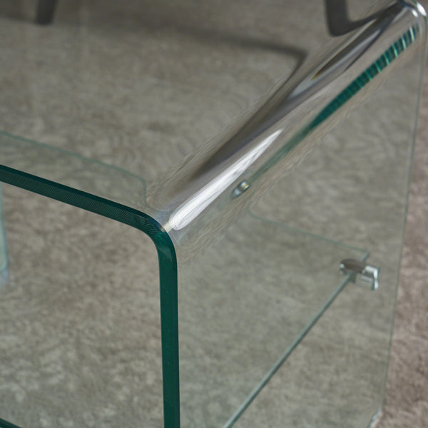 English Elm Christopher Knight Home® - END TABLE Clear Tempered Glass End Table with Aluminum Frame, Sleek Accent for Living Room 24.75"x24.25" 57008.00