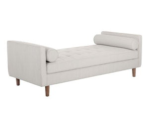 Sunpan Donnie Bench - Timeless Mid-Century Design with Faux Leather Upholstery and Birch Wood Base Natural / Mina Ivory
