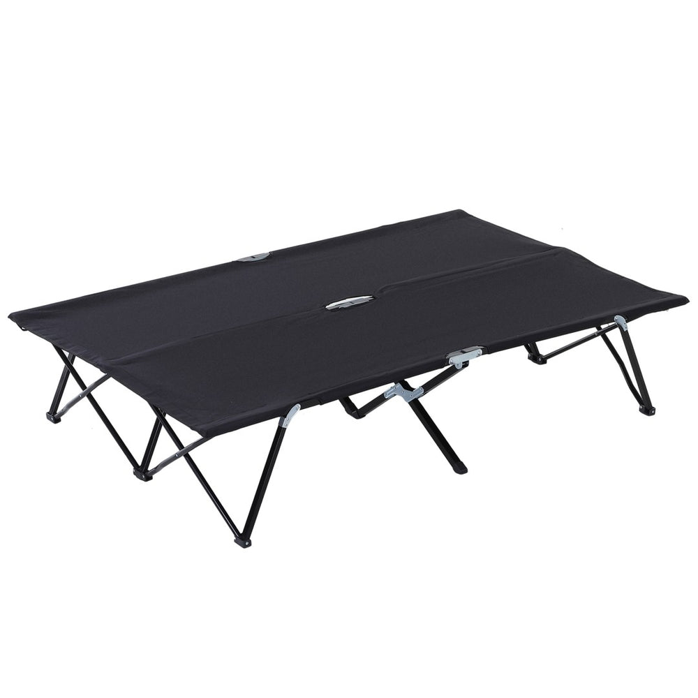 English Elm Outsunny Two Person Folding Cot Elevated Oxford Fabric Portable Camping Bed with Carry Bag W2225P217038