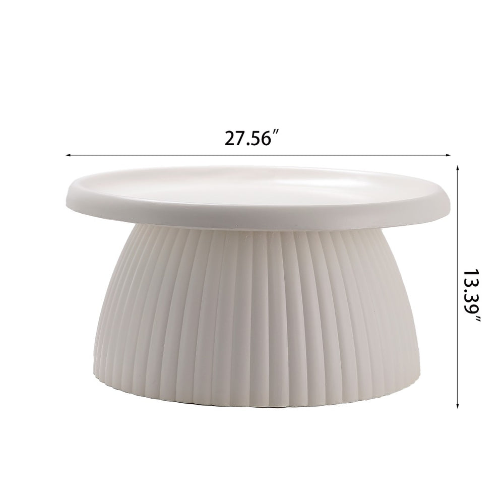 English Elm White Fluted Magnesium Oxide Round Pedestal Coffee Table for Modern Living Spaces W5351P486734