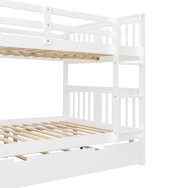English Elm Full Over Bunk Bed with Twin Trundle Solid Pine Frame Gray Convertible LT100204AAK-1