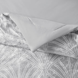 JLA Home Beautyrest - 5 Plush Crushed Velvet Comforter Set with Art Deco Embroidery, Hypoallergenic, Machine Washable Luxury Silver BR9144409622-01