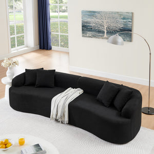 English Elm Curved Modular Sectional Sofa with High-Density Foam Compression, No-Assembly Modern Minimalist Comfort Black W487S00359