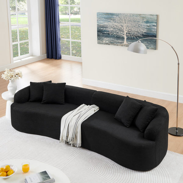 English Elm Curved Modular Sectional Sofa with High-Density Foam Compression, No-Assembly Modern Minimalist Comfort Black W487S00359