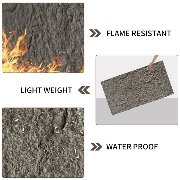 English Elm 3d Faux Stone Pu Wall Panels Set Lightweight Flame Resistant Architectural Accent Charcoal Grey W347P419789