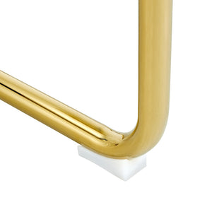 English Elm Table Modern Luxurious 6-Piece Dining Set With Transparent Glass Top, Gold Accents & White Chairs W1151S02587-GIGA