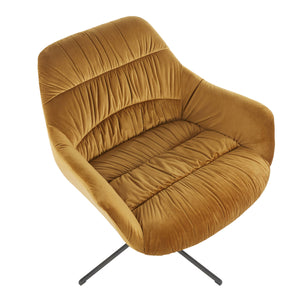 English Elm Wayne Plush Swivel Lounge Chair in Chartreuse Velvet with Tufting & Black Metal Base, 360° Comfort B202P223687