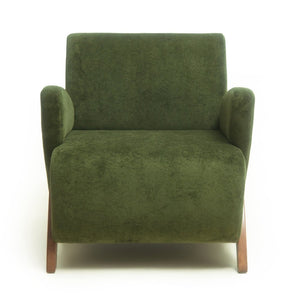 English Elm Lounge Accent Chair Velvet Upholstered Seat with Birch Legs for Compact Living Spaces Dark Green W2901P463303