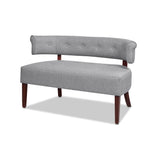 English Elm Jared Roll Arm Tufted Bench Settee, Light Grey Polyester