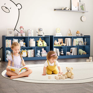 English Elm Wooden Five Cube Open Organizer Low Profile Montessori Bookshelf for Playroom or Nursery Turquoise T3210P476852