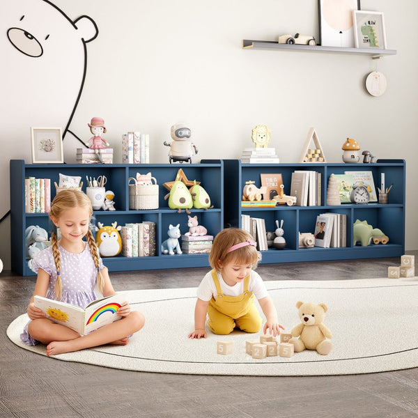 English Elm Wooden Five Cube Open Organizer Low Profile Montessori Bookshelf for Playroom or Nursery Turquoise T3210P476852