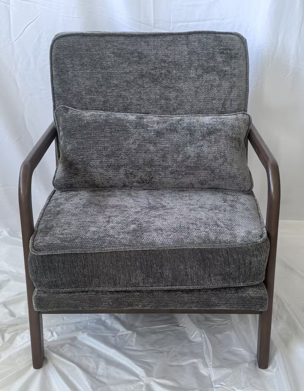 English Elm Mid-Century Modern Accent Chair - Vintage Luxury Upholstered Leisure Chair For Living Room Bliss W1893P396215