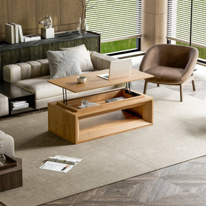 English Elm 43.3'' Wood Veneer Lift Top Coffee Table with Hidden Storage for Living Room Natural Wood W1435P453251
