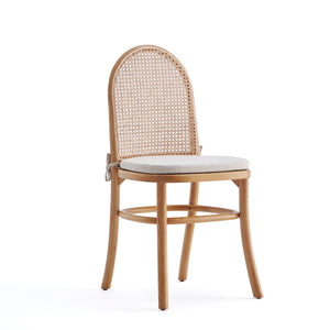 English Elm Paragon Solid Ash Wood Cane Back Dining Chair with Upholstered Seat, Tall Round Back, 275lb Capacity Oatmeal B365P397794