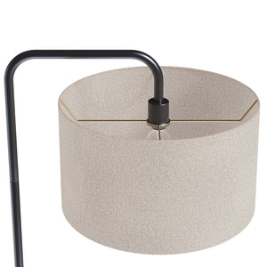 English Elm Puck 63" Contemporary Metal Floor Lamp – Oil Rubbed Bronze Arched Neck, Beige Linen Shade, Modern Ambient Lighting B202P223991