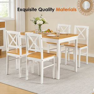 English Elm 5-piece Solid Rubberwood Dining Set Seats Four with Space Saving Design for Apartments W2896P419918