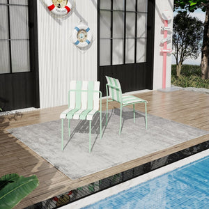English Elm Holiday Stackable Pp Stripe Dining Chairs Set of Four Weatherproof Cafe Patio Seating W3450P447386