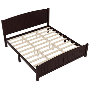 English Elm King Solid Wood Platform Bed with Slatted Support, Modern White Finish, No Box Spring Needed, Sturdy Design Espresso W1580P374317
