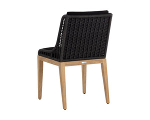 Sunpan Sorrento Dining Chair - Modern Outdoor Seating with Durable Teak Wood and Fade-Resistant Fabric Natural / Arashi Black