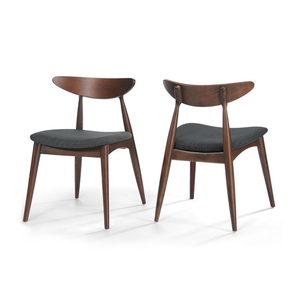 English Elm 5-piece Mid-century Rubberwood Dining Set with Upholstered Chairs for Small Spaces Charcoal,Walnut N759S003011F