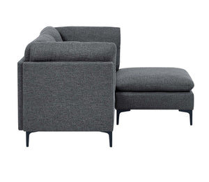 English Elm Linen Upholstered Modular Sectional with Black Metal Legs for Contemporary Living Dark Gray B2748S00104