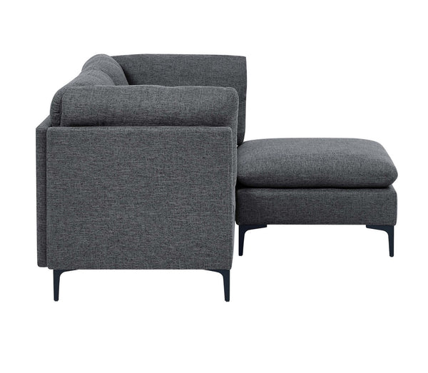 English Elm Linen Upholstered Modular Sectional with Black Metal Legs for Contemporary Living Dark Gray B2748S00104