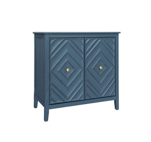 English Elm Geometric Diamond Embossed Sideboard Cabinet Matte Vintage Mdf Entryway Storage Blue W688P364739