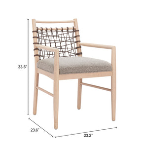 Wezly Modern Ivory Lounge Chair - Textured Fabric and Whitewashed Rubberwood for Stylish Comfort