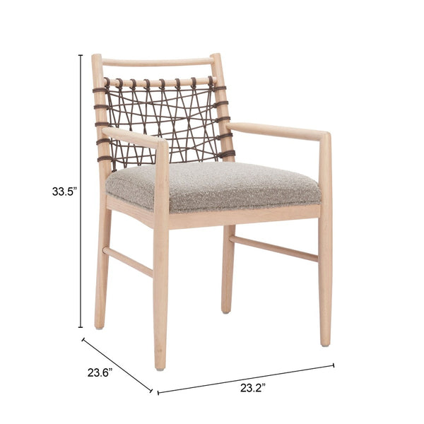 Wezly Modern Ivory Lounge Chair - Textured Fabric and Whitewashed Rubberwood for Stylish Comfort