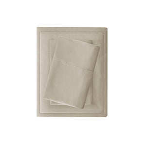 JLA Home Madison Park - Luxurious Brushed Microfiber Sheet Set with 3M Moisture-Wicking, Deep Pockets & OEKO-TEX Safety Khaki MP20-1191