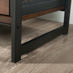 English Elm Side Table Brown Finish Night Stand with Drawer & Open Shelf, Compact Oak Accent, Durable Engineered Wood, Easy Assembly (24" H) B356P367900