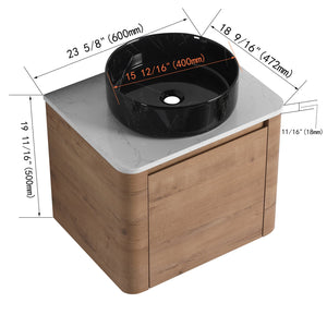 English Elm 24'' Wall-Mounted Bathroom Vanity With Ceramic Sink, Soft-Close Door & Space-Saving Design For Style W999S00396