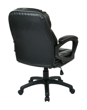 OSP Home Furnishings Faux Leather Executive Office Chair with Lumbar Support and Ergonomic Tilt Control Black FL660-U6