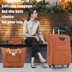 English Elm Softside Expandable Spinner Luggage Set with Tsa Lock Duffel Polyester Travel Orange N732P201004G