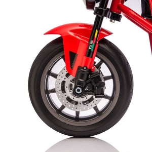 English Elm 24v300w Kids Electric Muscle Motorcycle with Dual Suspension Wide Eva Tires and Twist Throttle Red W1578P382503