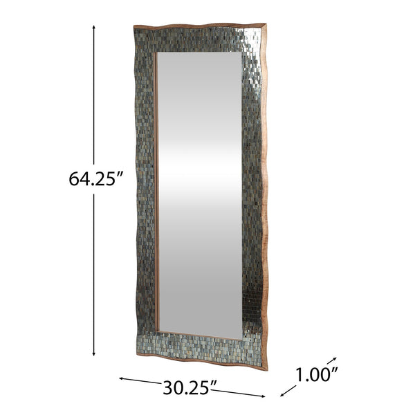 English Elm Christopher Knight Home® - RECT. Boho Handcrafted Rectangular Mosaic Wall Mirror, Golden Brown Mango Wood Frame, 64" Tall 71051.00