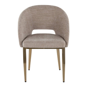 English Elm Chair Set of Two with Gold Metal Legs and Fabric Seat for Glam Dining Rooms B202S02104