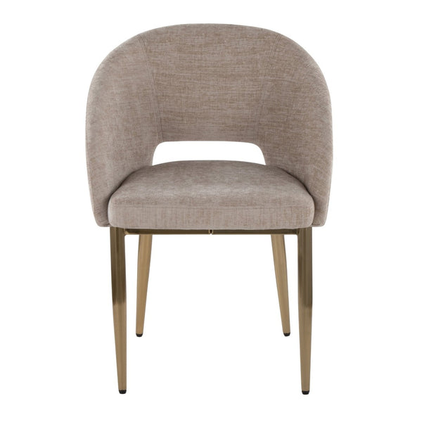 English Elm Chair Set of Two with Gold Metal Legs and Fabric Seat for Glam Dining Rooms B202S02104
