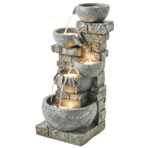 English Elm Garden Five Tier Cascading Resin Fountain with Warm Led Lights and Stone Finish T3971P476476