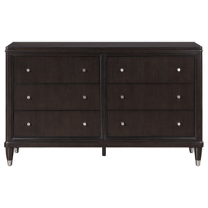 English Elm Niguel Brown 6-Drawer Dresser with Silver-Tone Hardware, Contemporary Wide Top, Generous Storage & Chic Trim Details B062P354066