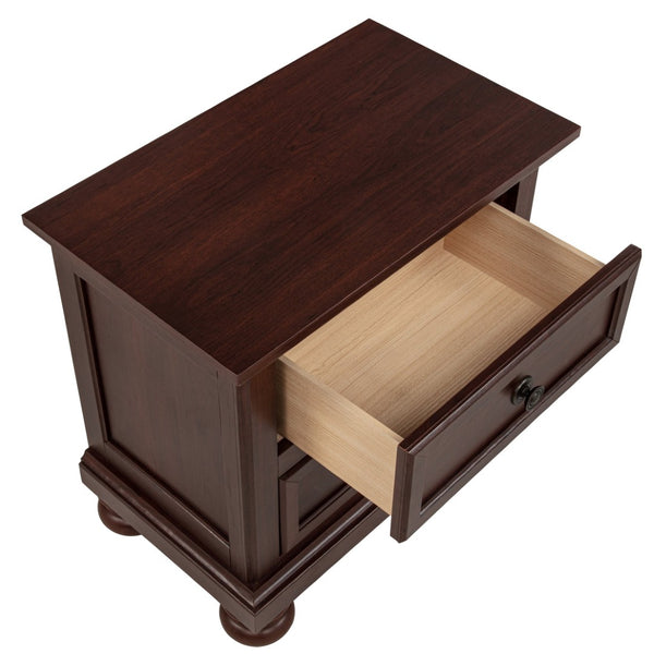 English Elm Contemporary Two Drawer Wooden Nightstand Cherry Frame Veneer Fronts Bedroom Storage B2741P457649