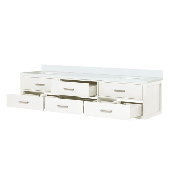 English Elm White Double Bath Vanity 80" W X 22" D With Elegant Quartz Top, Soft-Close Drawers, & Modern Design B2731P258123-GIGA
