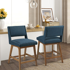 JLA Home INK+IVY - Counter Stylish upholstered counter stool with pecan wood legs, boomerang silhouette, durable comfort II104-0480