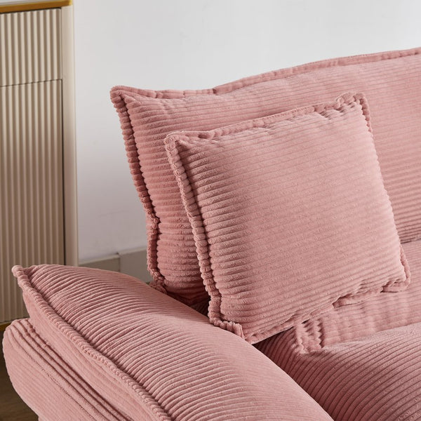 English Elm Corduroy Modern Sofa Sleeper Loveseat with Double-Layer Cushions, Two Pillows, Sturdy Frame 84" Pink W676P227339