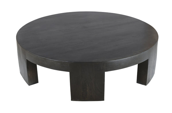 English Elm Six Legs Premium Round Coffee Table Dark Gray Solid Wood 63x63x19in Sturdy 6-Leg Rustic Handmade Finish B024P304048