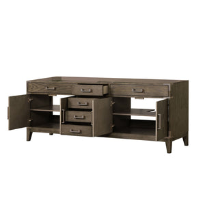 English Elm Grey Oak Double Bath Vanity - Spacious 84" W Stylish Storage With Soft-Close Drawers & Easy Install B2731P259969