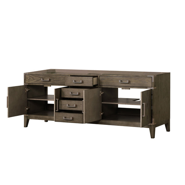 English Elm Grey Oak Double Bath Vanity - Spacious 84" W Stylish Storage With Soft-Close Drawers & Easy Install B2731P259969