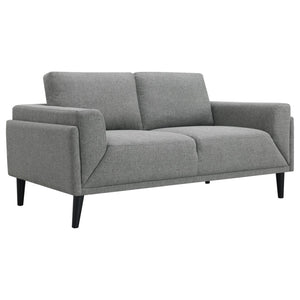 English Elm Andrena Track Arm Loveseat with Pocket Coil Support and Sleek Black Wood Legs B062P358305